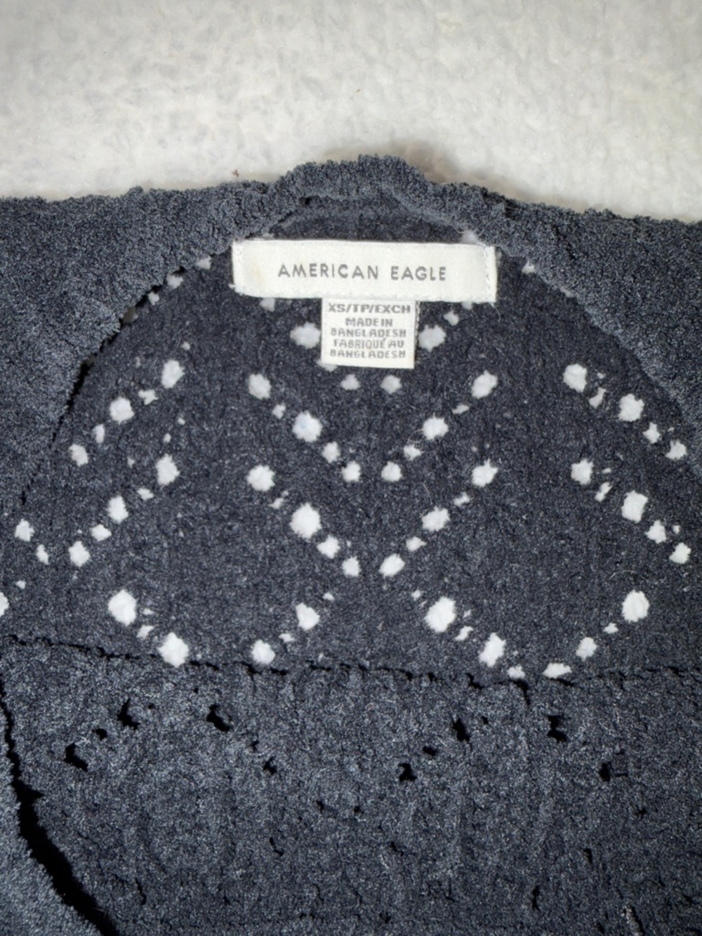 American Eagle Outfitters Black Crochet Crewneck Pullover - Picture 2 of 6